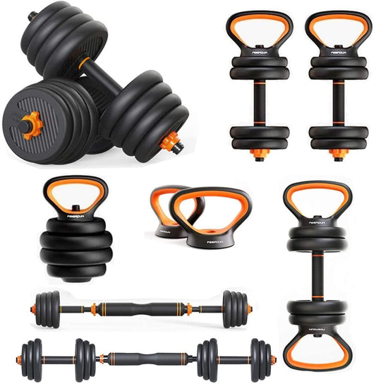 3-in-1 Adjustable Dumbbell, Kettlebell & Barbell Set – Full Body Home Gym System